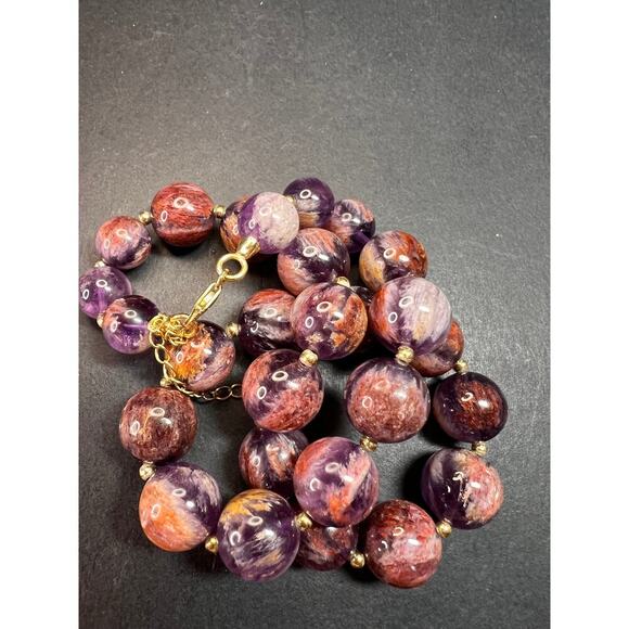 NEW Cacoxenite in amethyst graduated beaded necklace with gold vermeil - Picture 8 of 12